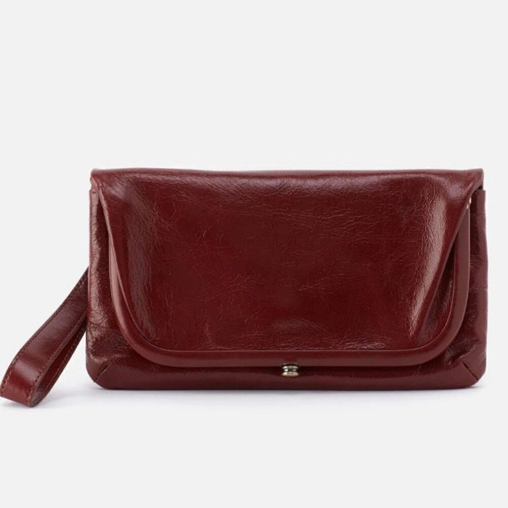 HOBO LAUREN CLUTCH LEATHER WRISTLET WALLET Red Henna Luxury Leather, NWT - Picture 6 of 15